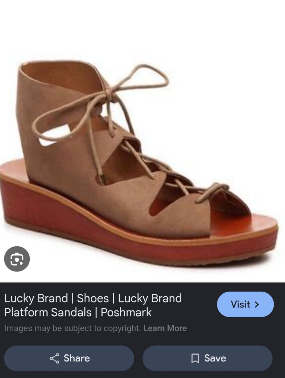 Lucky Brand Taupe Lace-Up Platform Sandals 8.5